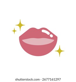 Vector icon illustration of plump, shiny lips