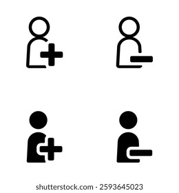 Vector icon illustration of a plus and minus sign over a human icon.