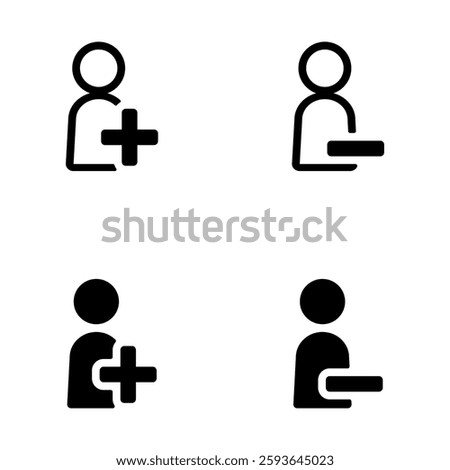 Vector icon illustration of a plus and minus sign over a human icon.