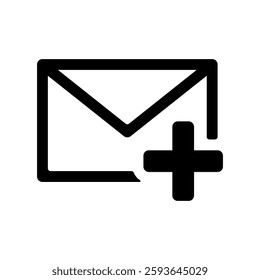 Vector icon illustration of a plus sign on an email icon.