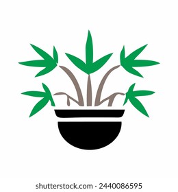Vector icon illustration of pot with green plant
