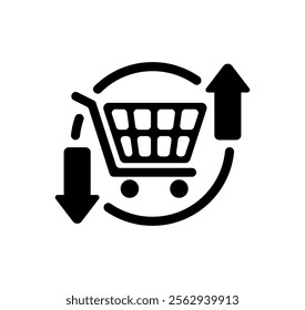 Vector icon illustration of price increase|decrease (price fluctuation)