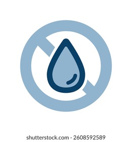 Vector icon illustration with prohibition mark on water.