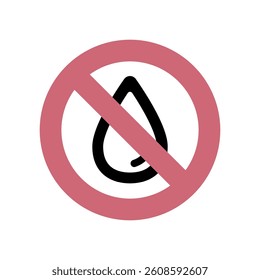 Vector icon illustration with prohibition mark on water.