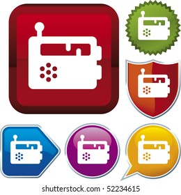 Vector icon illustration of radio over diverse buttons. Only global colors. CMYK. Easy color and proportions changes.