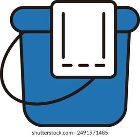 A vector icon illustration of a rag and bucket
