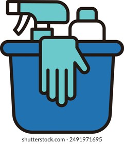 Ilustración de un Vector de trapo y cubo
