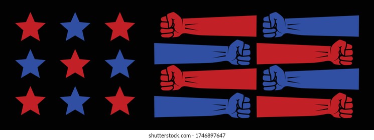 ilustración de icono vectorial de la bandera azul y negro rojo