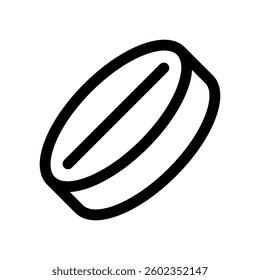 Vector icon illustration of a round pill medicine.