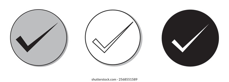 Vector icon illustration with the rounded  and box check mark varieties colorful.Tick icon.