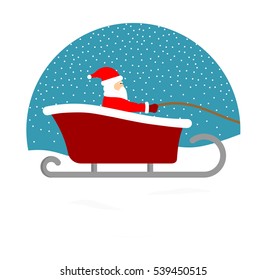 Vector icon illustration of Santa Claus with sleigh reindeer in flat design. It can be used as a Christmas icon.