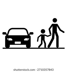 Icono de Vector o ilustración del área de entrega o recogida escolar para los estudiantes
