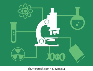 Vector icon illustration of science laboratory equipment for scientific research inforgraphic.