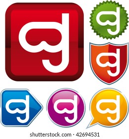 Vector icon illustration of scuba mask over diverse buttons. Only global colors. CMYK. Easy color and proportions changes.