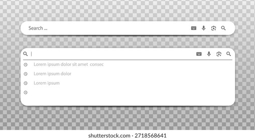 Vector icon illustration. Search bar ux element interface design tool. Isolated on transparent background.