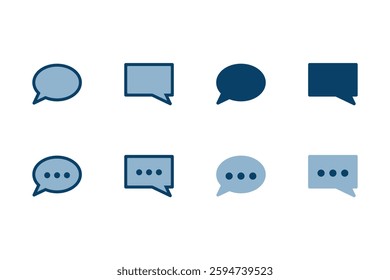 Vector icon illustration set of callouts and chat. set of 8 icons.