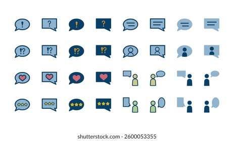 Vector icon illustration set of callouts and conversational images. 32 icon illustration set.