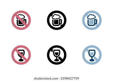 Vector icon illustration set of image of a litter ban. 4 icons illustration.