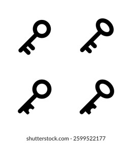 Vector icon illustration set of keys. 4 icons set.