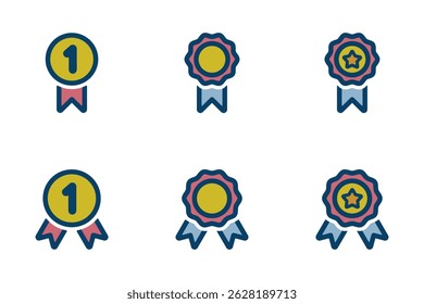 Conjunto de medallas de ilustración de ícono de Vector. Conjunto de 6 iconos.