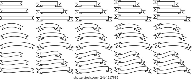 Vector icon illustration set of ribbons of various shapes