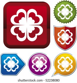 Vector icon illustration of shamrock over diverse buttons. Only global colors. CMYK. Easy color and proportions changes.