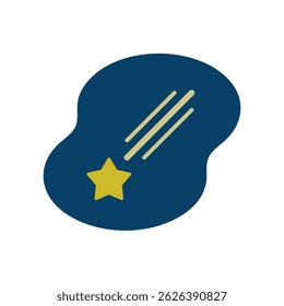 Vector icon illustration of a shooting star image.