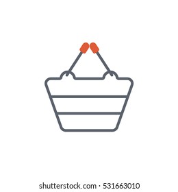 Vector icon or illustration with shopping basket in material design style