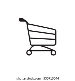 Vector icon or illustration with shopping cart in black color