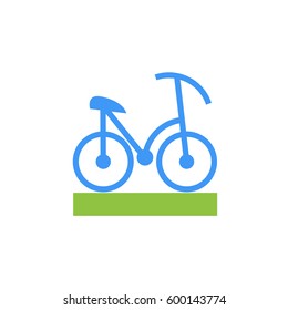 Vector icon or illustration showing bicycle in material design style
