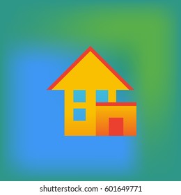 Vector icon or illustration showing cottage house in brutalism style