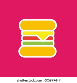 Vector icon or illustration showing hamburger in outline style