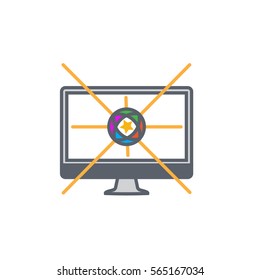 Vector icon or illustration showing internet advertise in outline design style