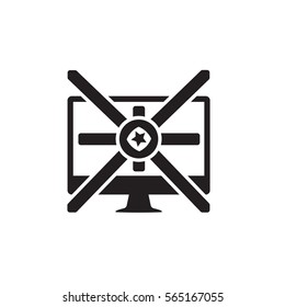 Vector icon or illustration showing internet advertise in one color style