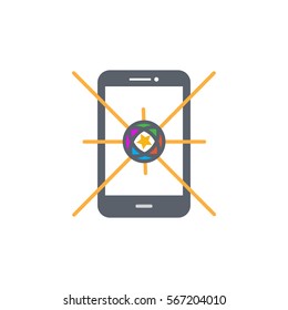 Vector icon or illustration showing mobile internet advertise in outline design style