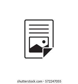 Vector icon or illustration showing text and image contentin one color style