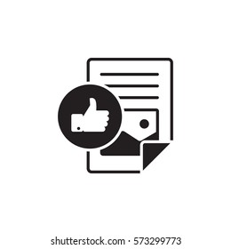 Vector icon or illustration showing text and image contentin one color style