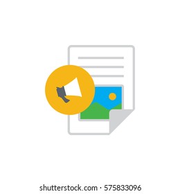 Vector icon or illustration showing text and image content in materail design style