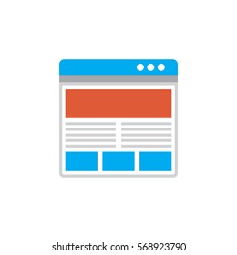 Vector icon or illustration showing web site in materail design style
