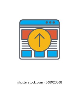 Vector icon or illustration showing web site seo ranking in outline style