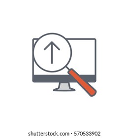 Vector icon or illustration showing web site seo ranking in one color style