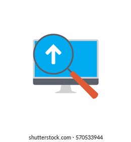 Vector icon or illustration showing web site seo ranking in materail design style