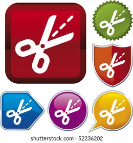 Vector icon illustration of ski over diverse buttons. Only global colors. CMYK. Easy color and proportions changes.