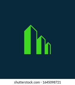 Vector Icon Illustration of Skyscrapers in Perspective. Logo for Real Estate.