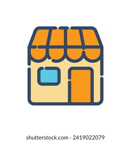 Vector icon illustration of store, shop, sale, business, ecommerce, market, building, home, etc. Can be used for various designs related to the retail, e-commerce and business industries.