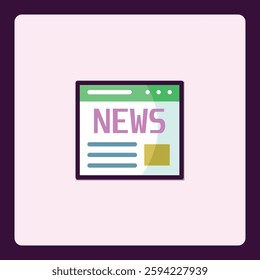 Vector icon illustration of a stylized digital newspaper interface design