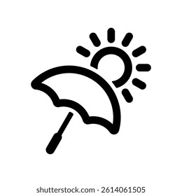 Vector icon illustration of summer image of sun and parasol