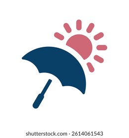 Vector icon illustration of summer image of sun and parasol