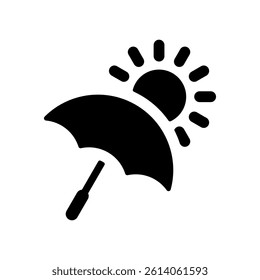 Vector icon illustration of summer image of sun and parasol
