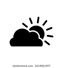 Vector icon illustration with sun behind clouds